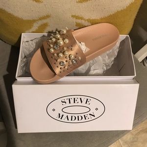 Steve Madden Blush Pink Satin Slides